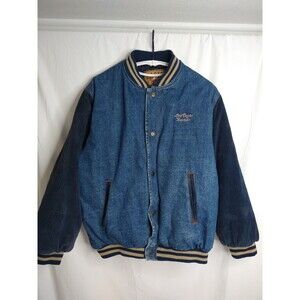 Vintage 80s/90s Las Vegas Blue Denim Varsity Bomber Jacket Size Medium ROC